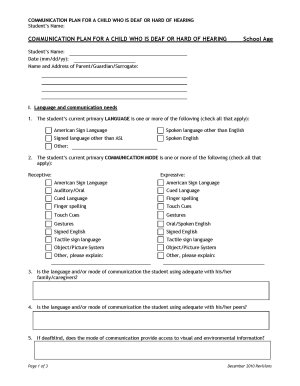 image of the Communication plan form