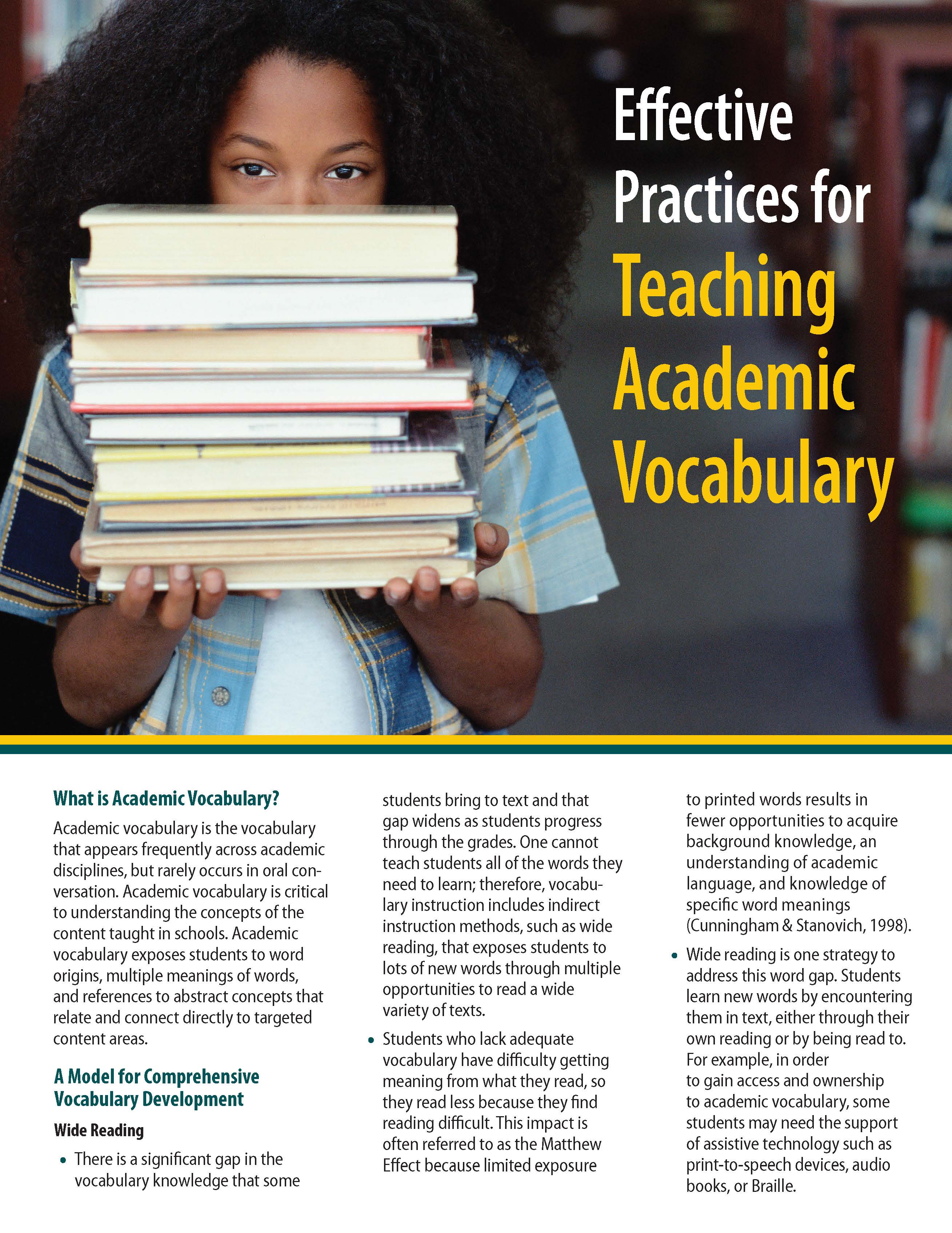 Effective Practices for Teaching Academic Vocabulary