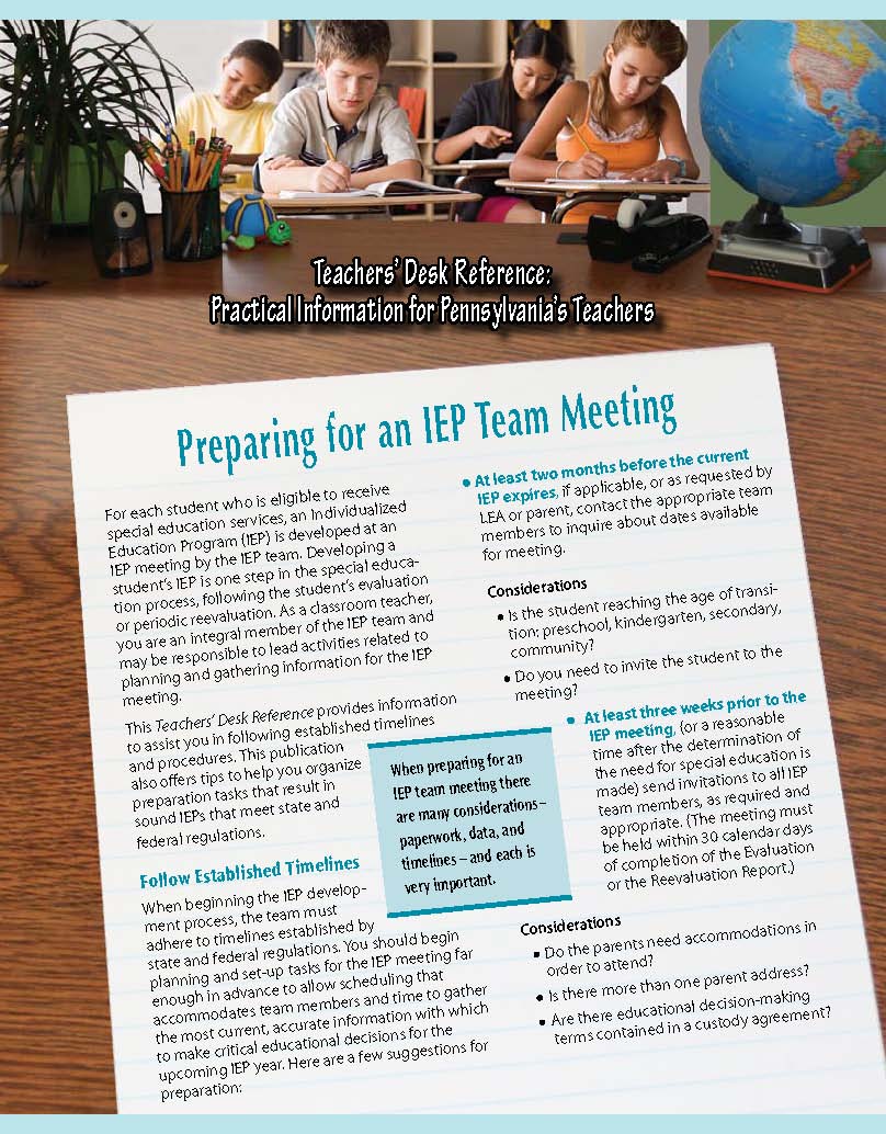 Teachers' Desk Reference: Preparing for an IEP Team Meeting