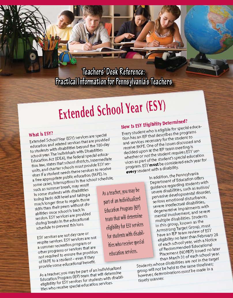 Teachers' Desk Reference: Extended School Year (ESY)