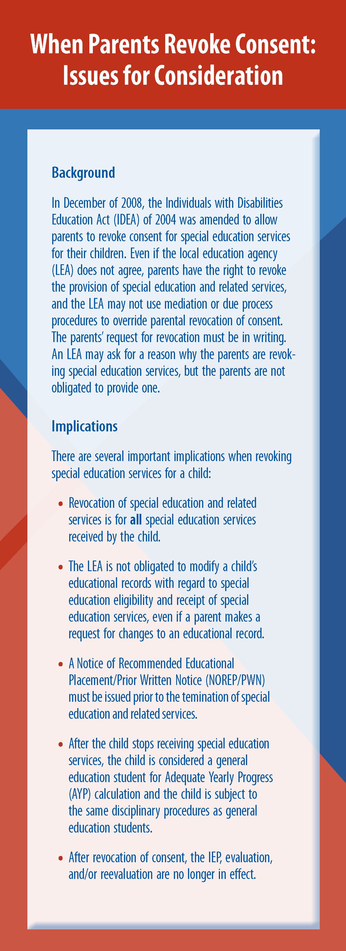 When Parents Revoke Consent: Issues for Consideration