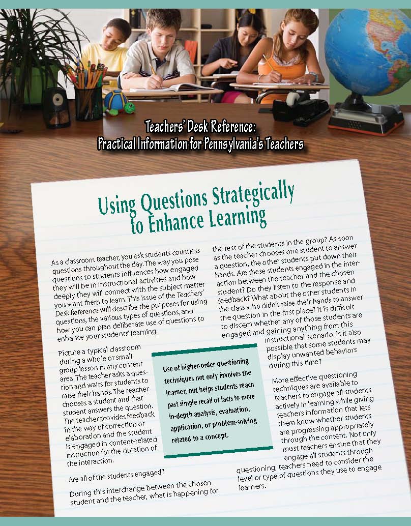 Teachers' Desk Reference: Using Questions Strategically to Enhance Learning