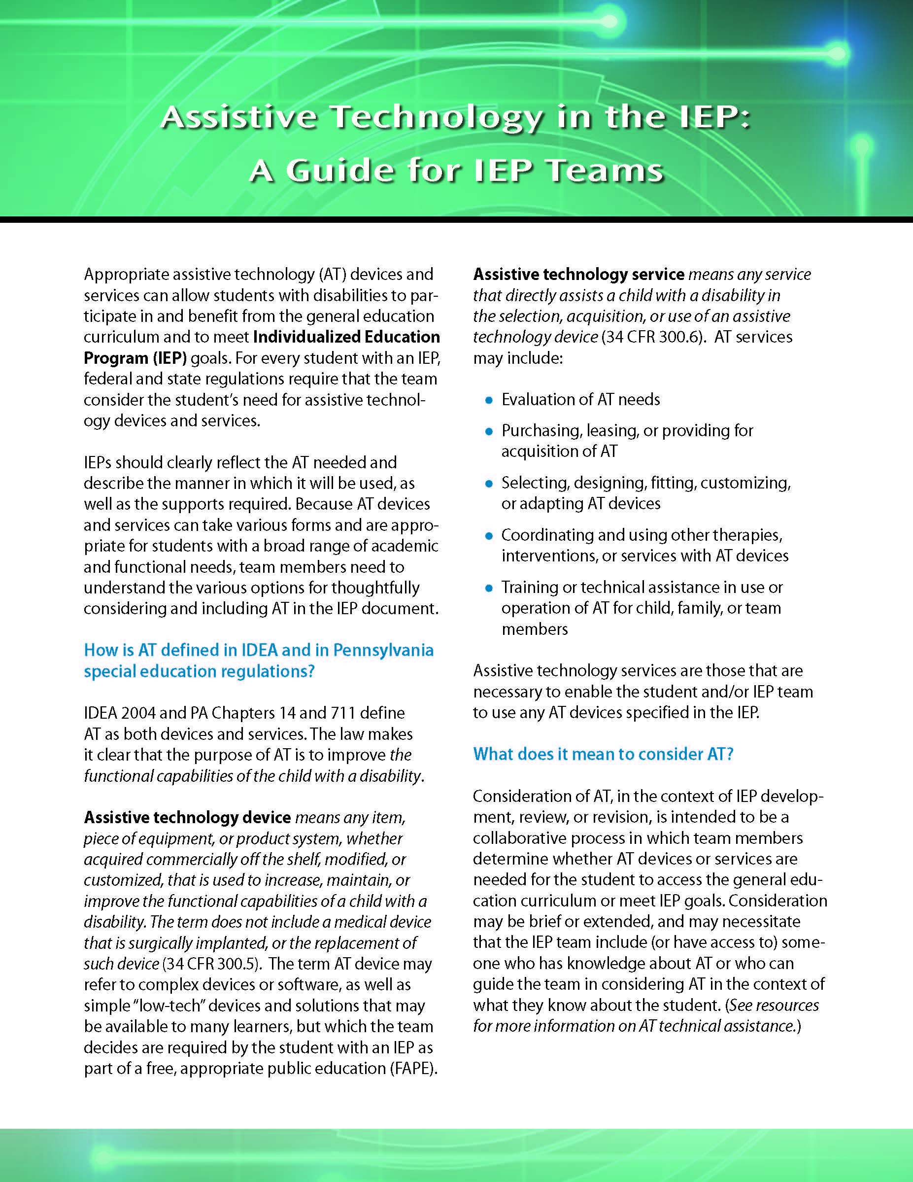 Assistive Technology in the IEP: A Guide for IEP Teams