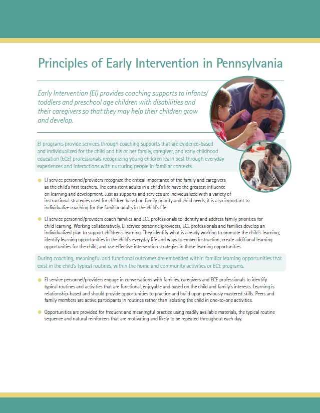 Principles of Early Intervention in Pennsylvania