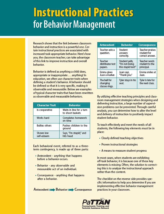 Instructional Practices for Behavior Management