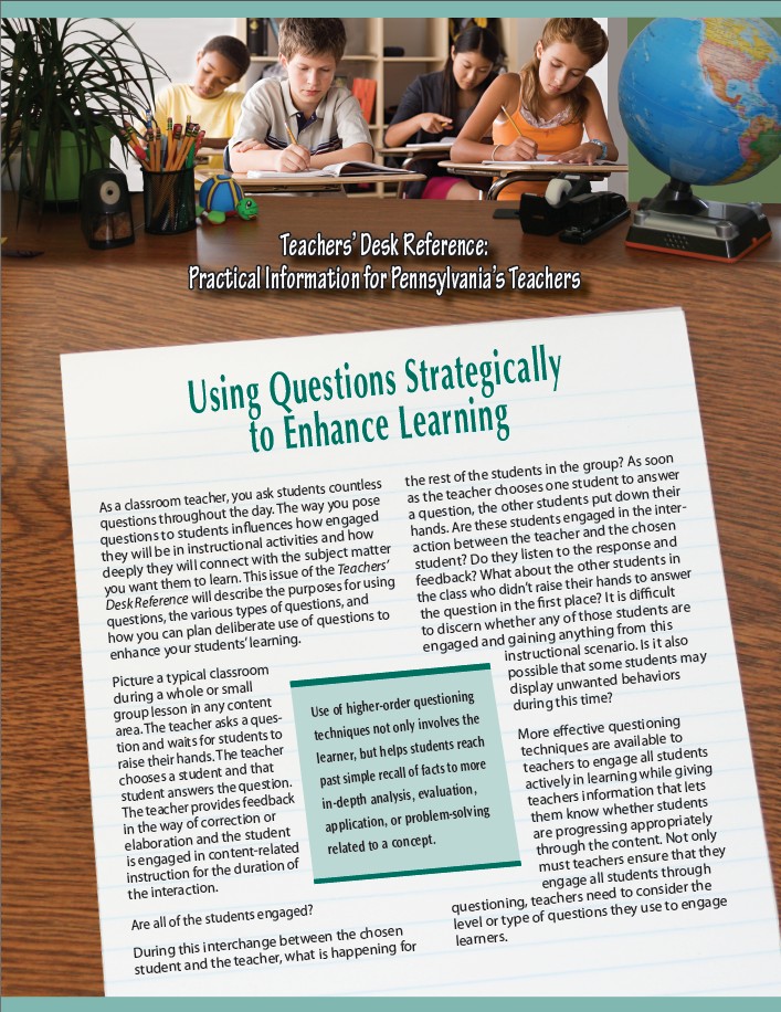 Teachers' Desk Reference: Using Questions Strategically to Enhance Learning