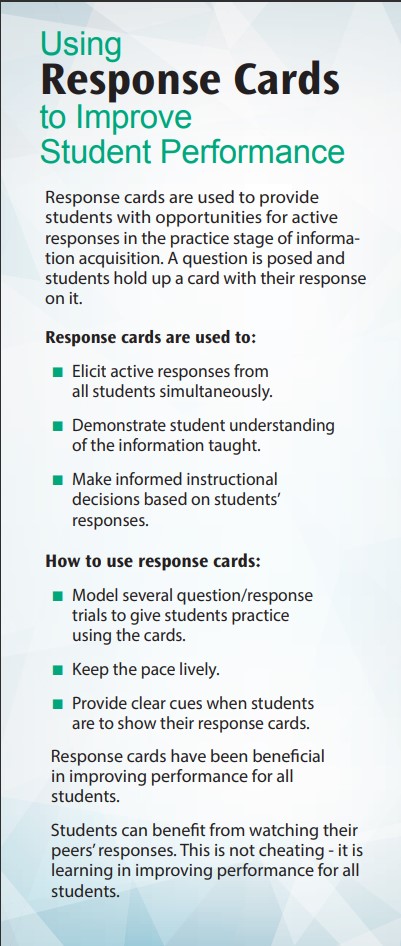 Using Response Cards to Improve Student Performance