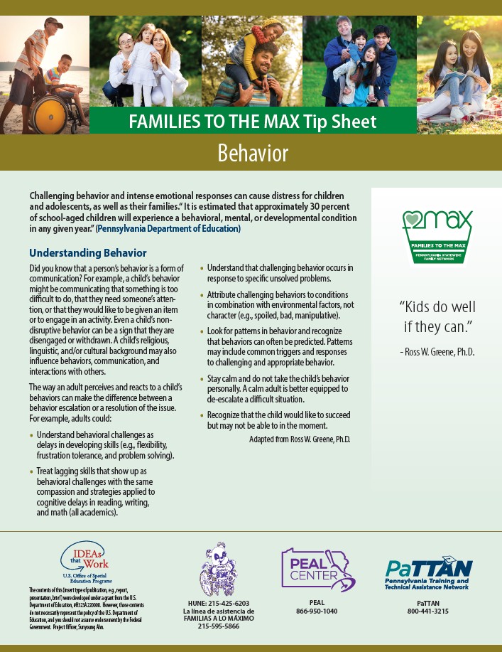 Families to the MAX Tip Sheet: Behavior