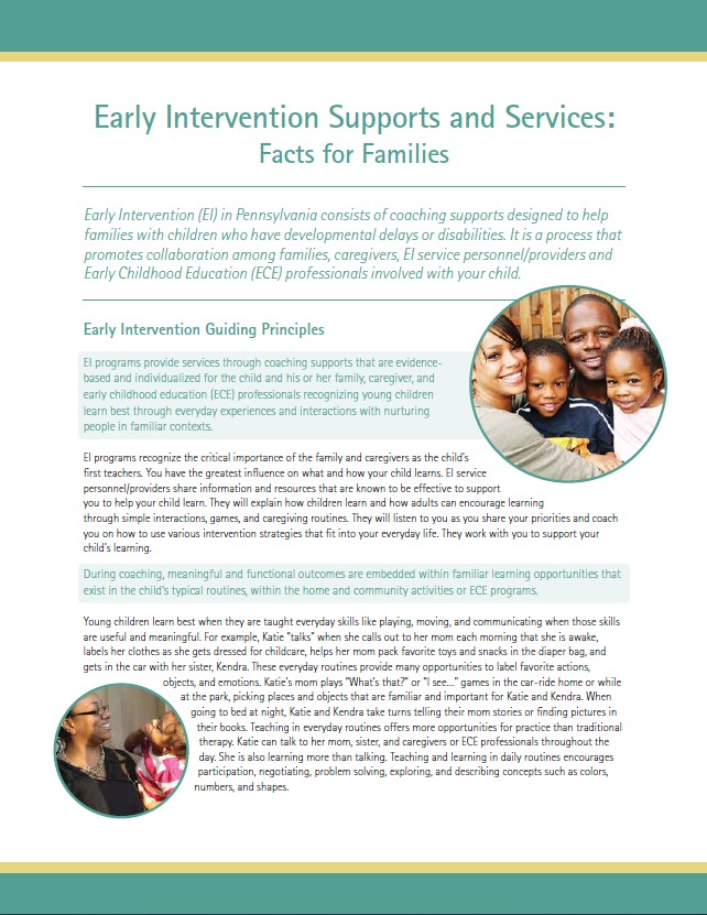 Early Intervention Supports and Services: Facts for Families