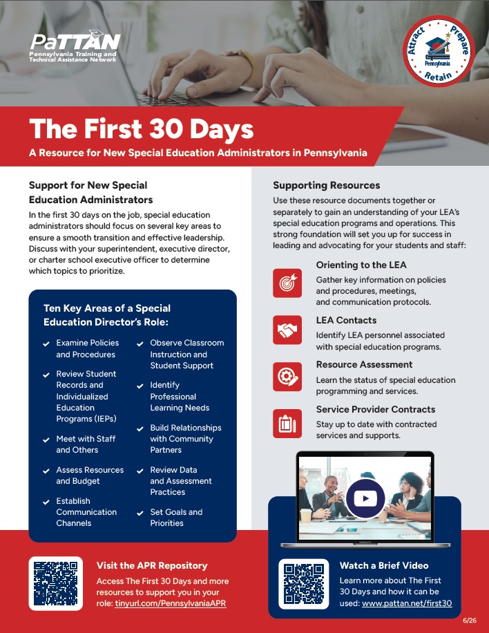The First 30 Days: Supporting New Special Education Administrators in Pennsylvania