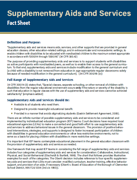 Supplementary Aids and Services