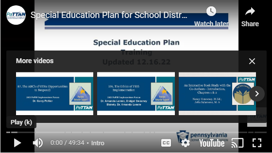Special Education Plan Training