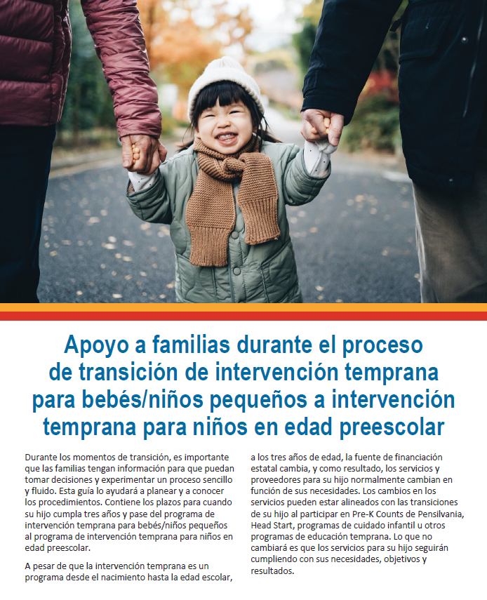 Supporting Families Through the Transition Process From Infant/Toddler EI to Preschool EI (Spanish)