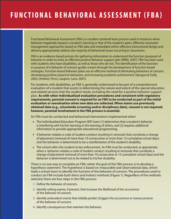 Functional Behavioral Assessment (FBA)