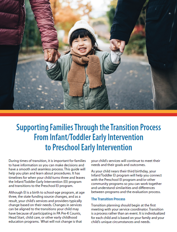 Supporting Families Through the Transition Process From Infant/Toddler EI to Preschool EI