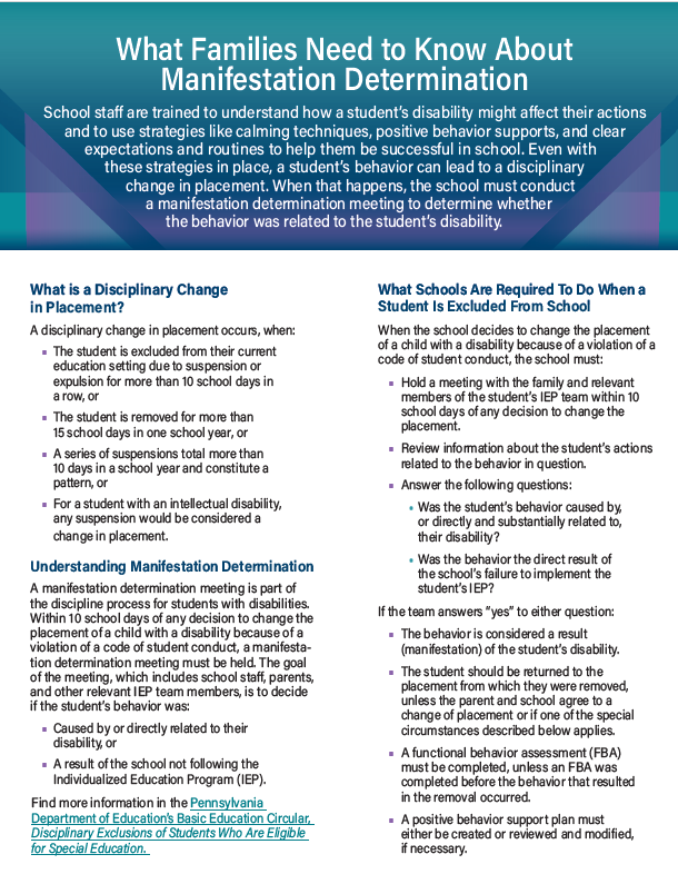 What Families Need to Know About Manifestation Determination