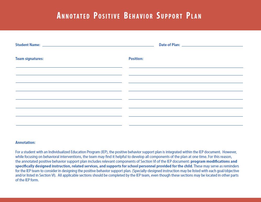 Annotated Positive Behavior Support Plan