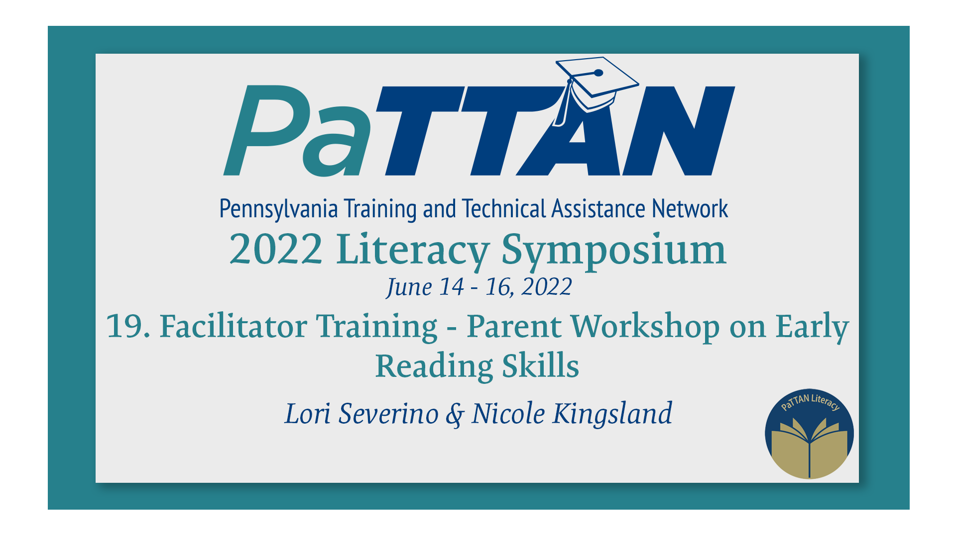 19. Facilitator Training - Parent Workshop on Early Reading Skills | 2022 Literacy Symposium