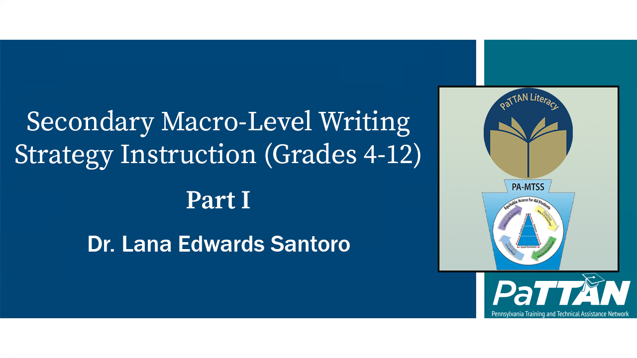 Secondary Macro-Level Writing Strategy Instruction, Part I