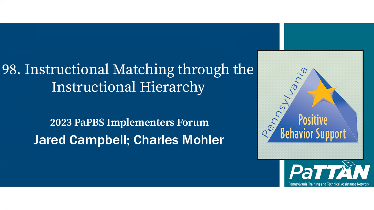 98. Instructional Matching through the Instructional Hierarchy | PBIS 2023