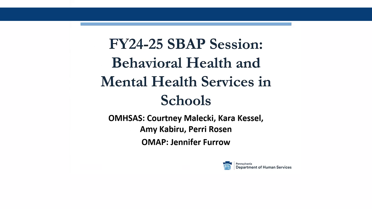 Behavioral Health & Mental Health Services in Schools | FY24-25 SBAP Session