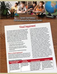 Teachers Desk Reference: Visual Impairment. Click on image to go to publication.