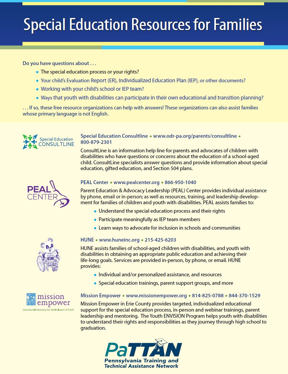 PaTTAN Special Education Resources for Families
