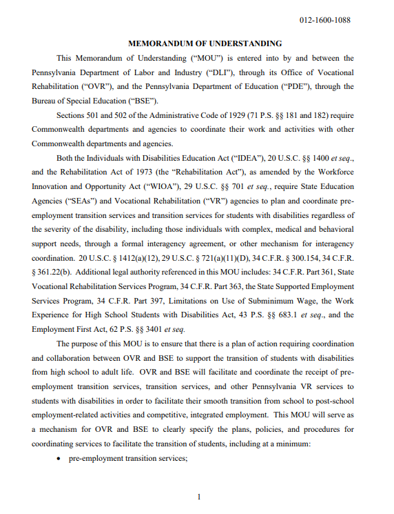 Memorandum of Understanding