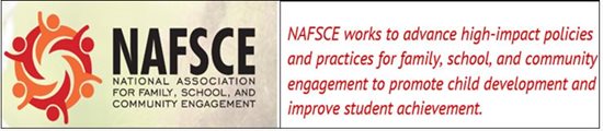 NAFSCE-National Association For Family, School, and Community Engagement logo. Click on image to go to website.