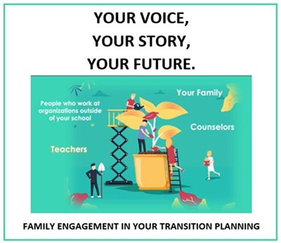Your Voice, Your Story, Your Future. Family Engagement in your Transition Planning image. Click on image to go to you tube video.