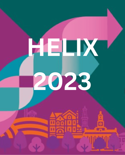 HELIX 2023 with arrows pointing to the right image