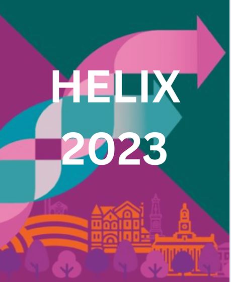 HELIX 2023 with arrows pointing to the right image