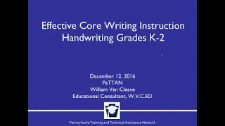 Effective Core Writing Instruction - Handwriting Grades K-2