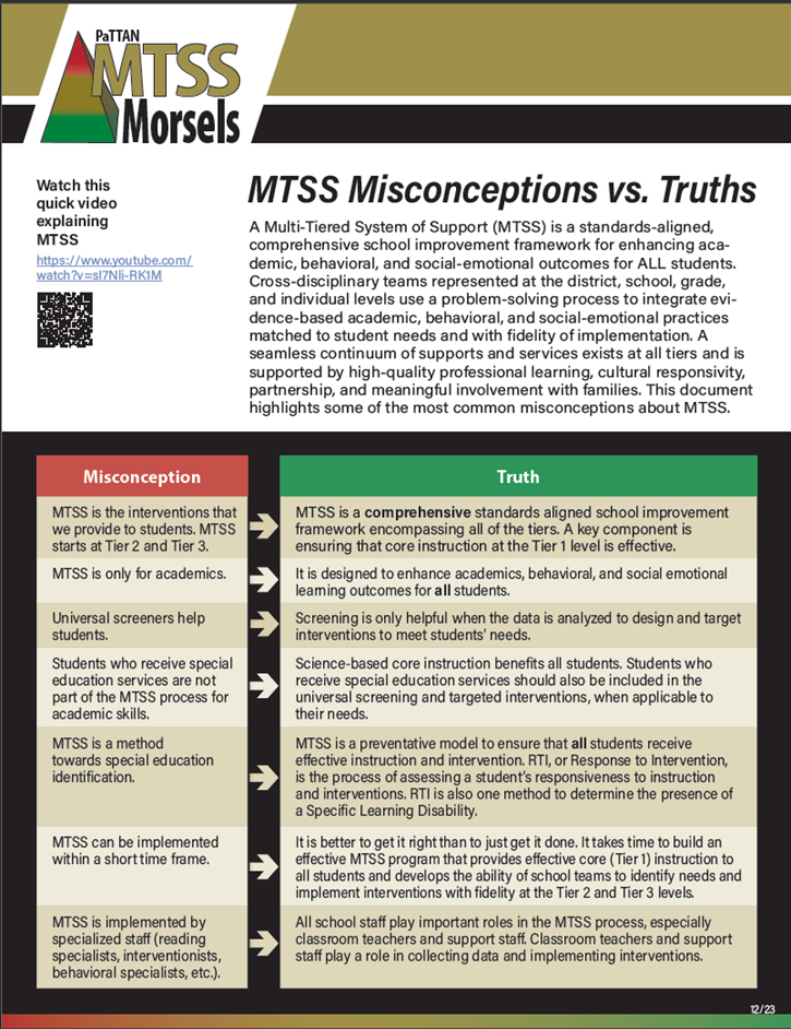 MTSS Morsels: Misconceptions vs. Truths