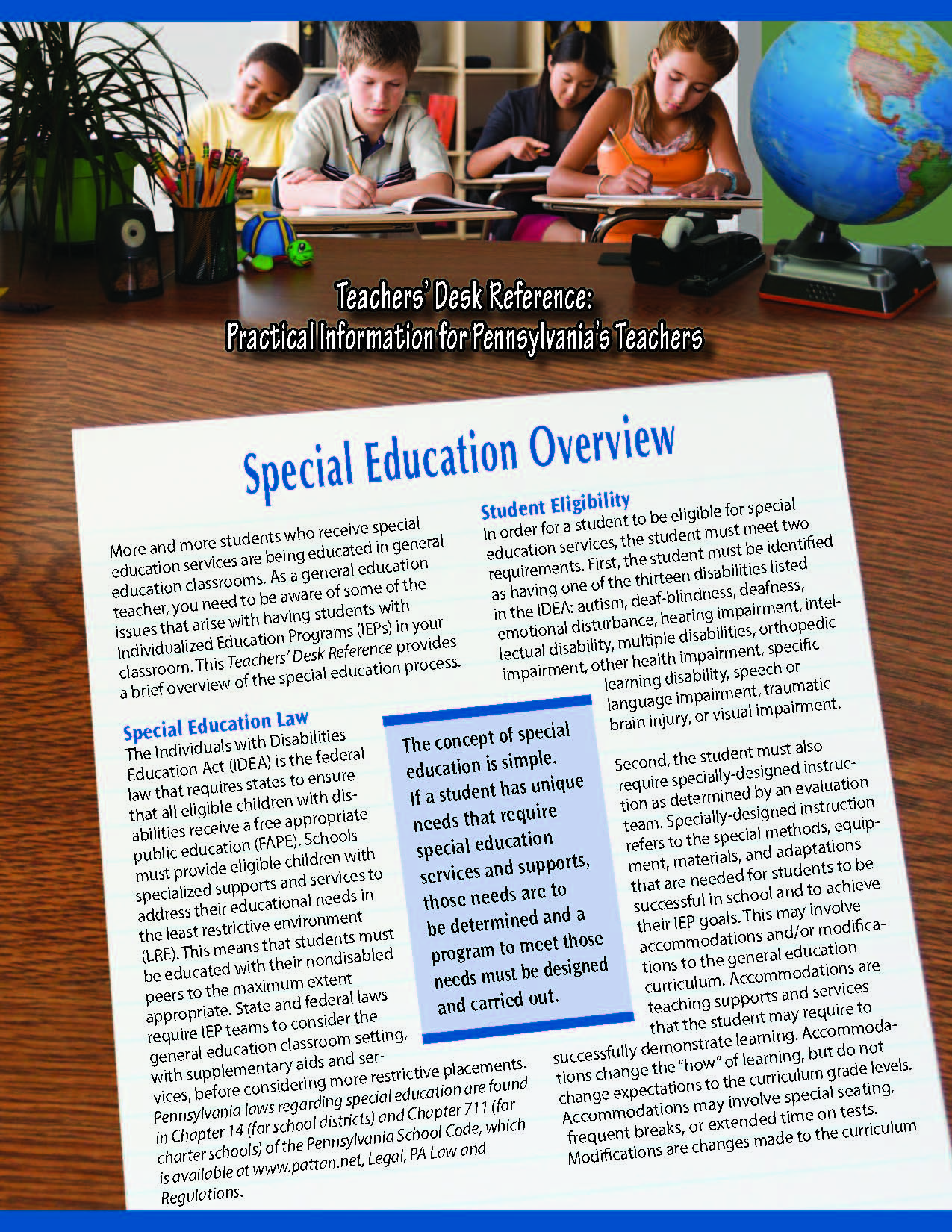Teachers' Desk Reference: Special Education Overview