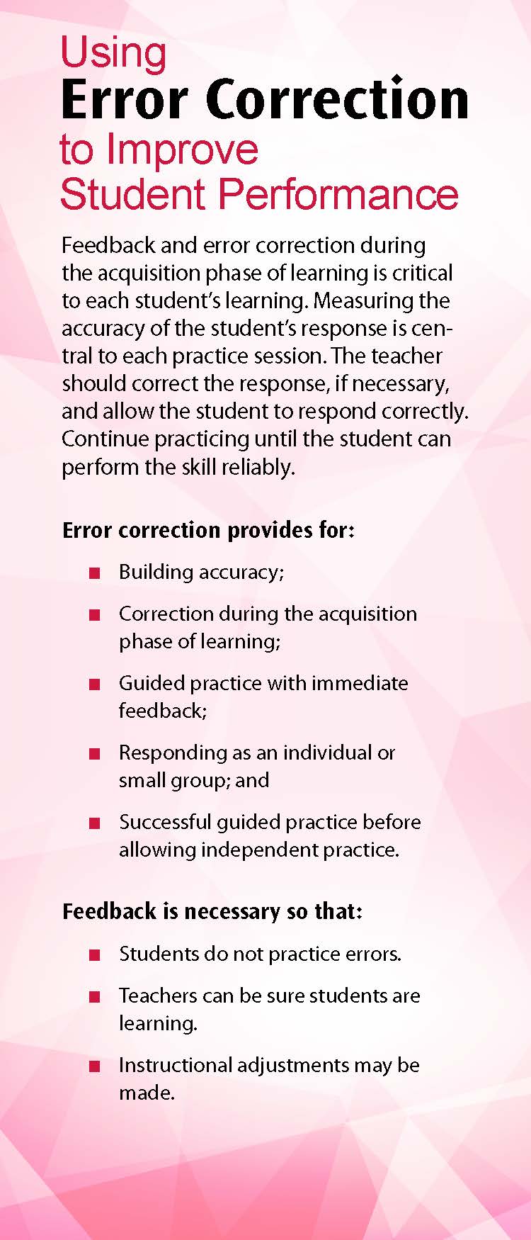 Using Error Correction to Improve Student Performance