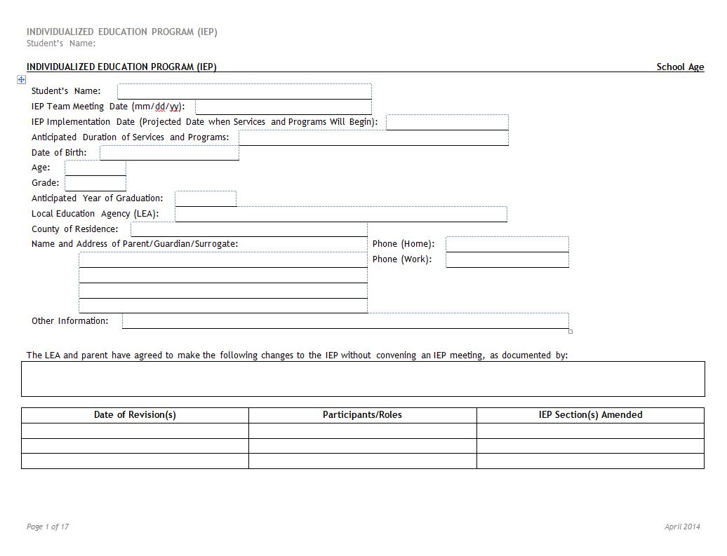 INDIVIDUALIZED EDUCATION PROGRAM (IEP) - School Age - Arabic 