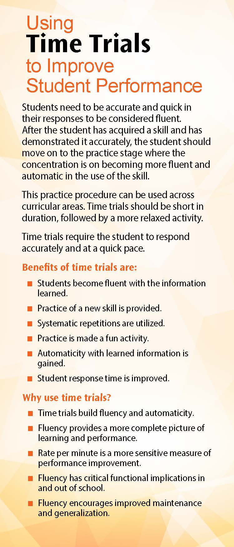 Using Time Trials to Improve Student Performance
