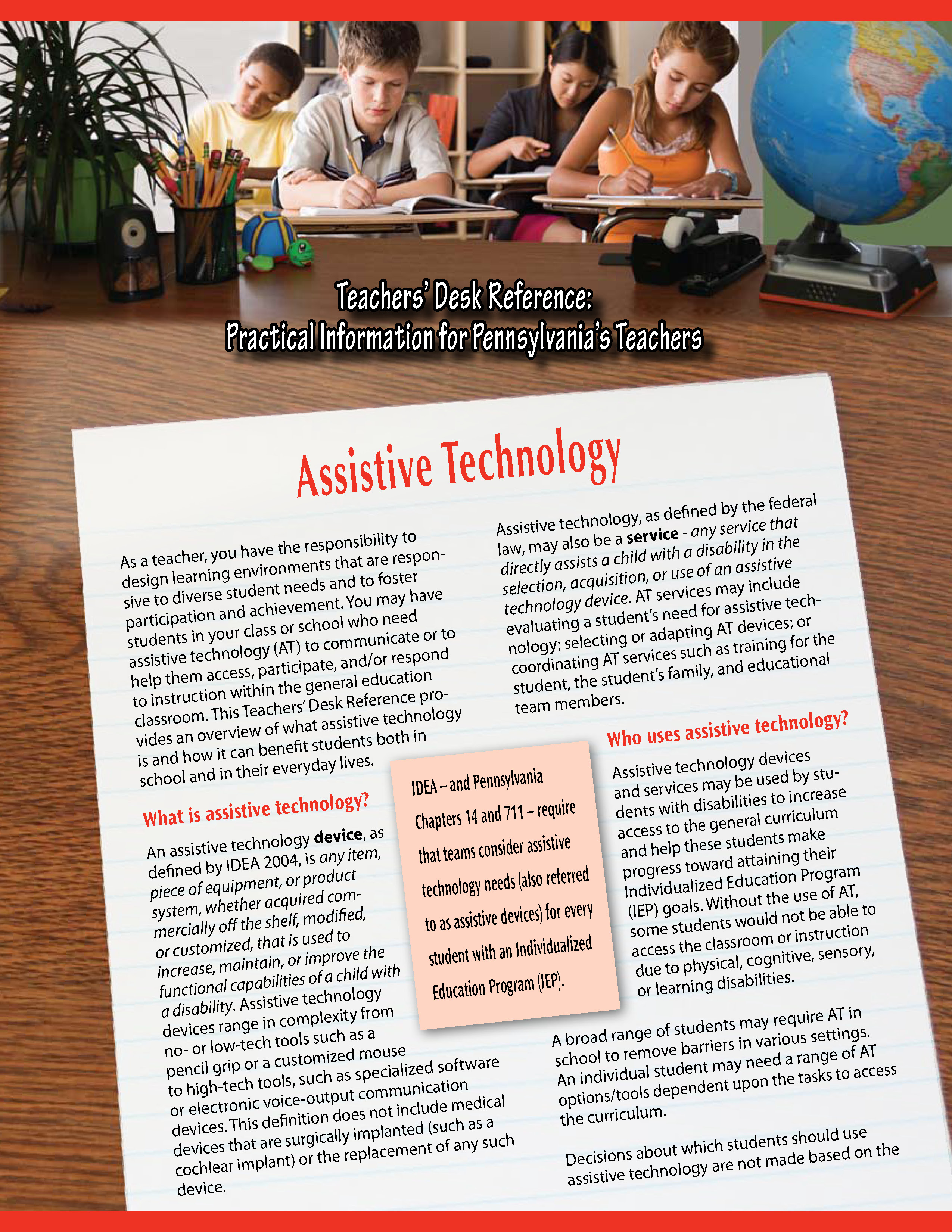 Teachers' Desk Reference: Assistive Technology