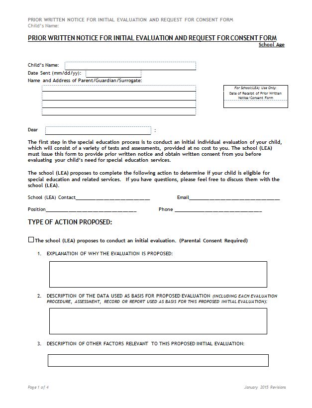 ابتدائی تشخیص کے لیے پیشگی تحریری نوٹس اور منظوری فارم کے لیے درخواست - اسکولی عمر cover image